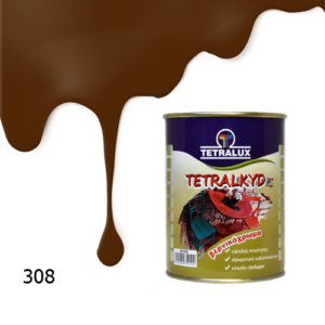 Βερνικόχρωμα Σκούρο Καφέ 308 Gloss Tetralac Tetralux 0,75lt- taergaleiamou.gr